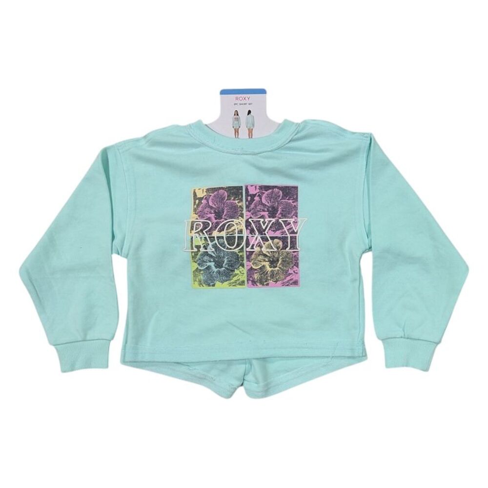Roxy Girls 2-Piece Comfortable Fit Short and Long Sleeve Tee Set - Blue